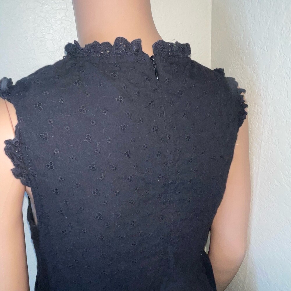 LuLus Be My Sweetie Black Eyelet Lace Babydoll Midi Dress SZ XS ruffle neck - Picture 5 of 11
